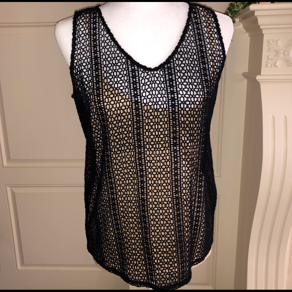 Worth New York Black Circle Lace Tank New Size 8